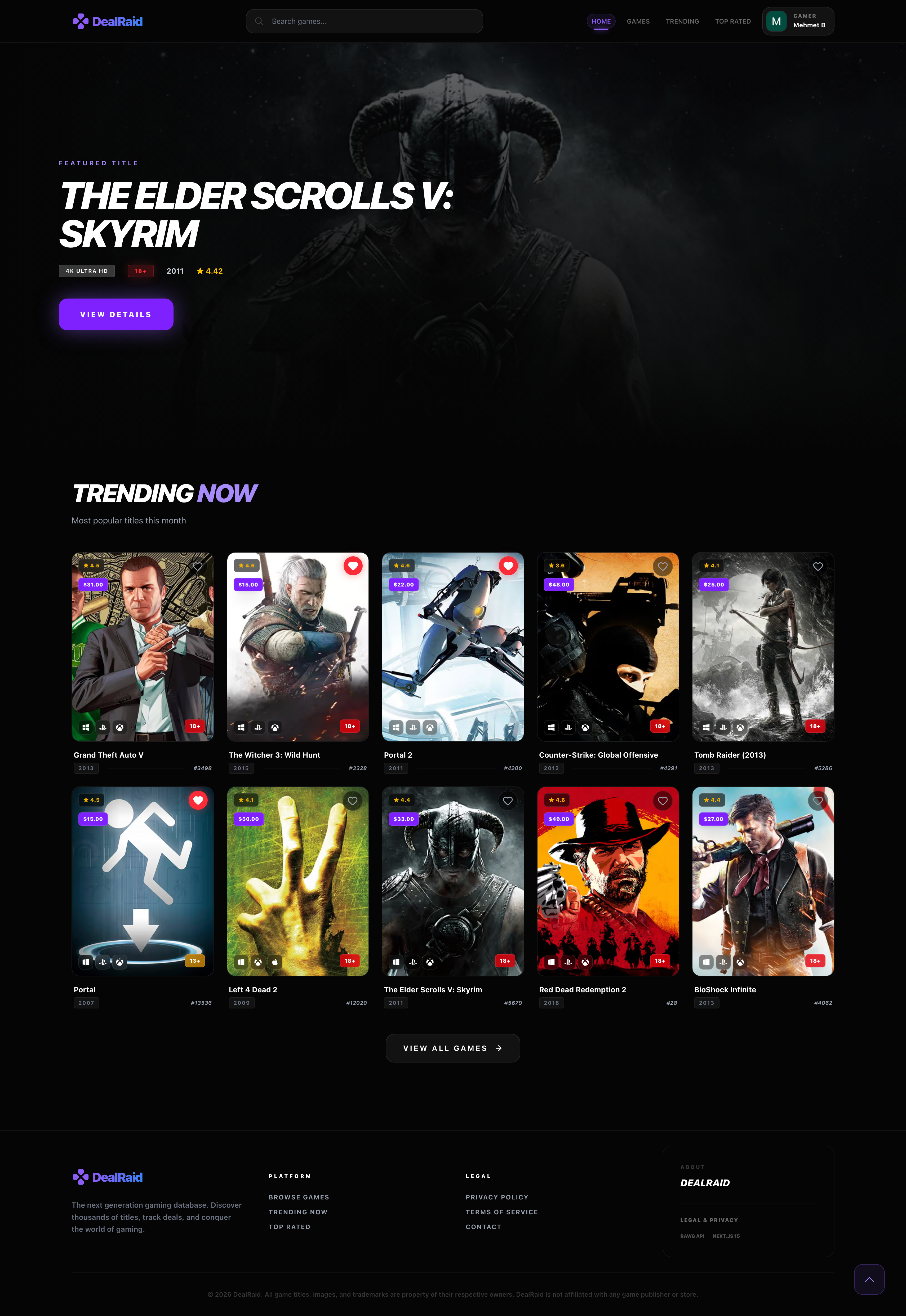 DealRaid - Game Price Tracker & Hub - View 1